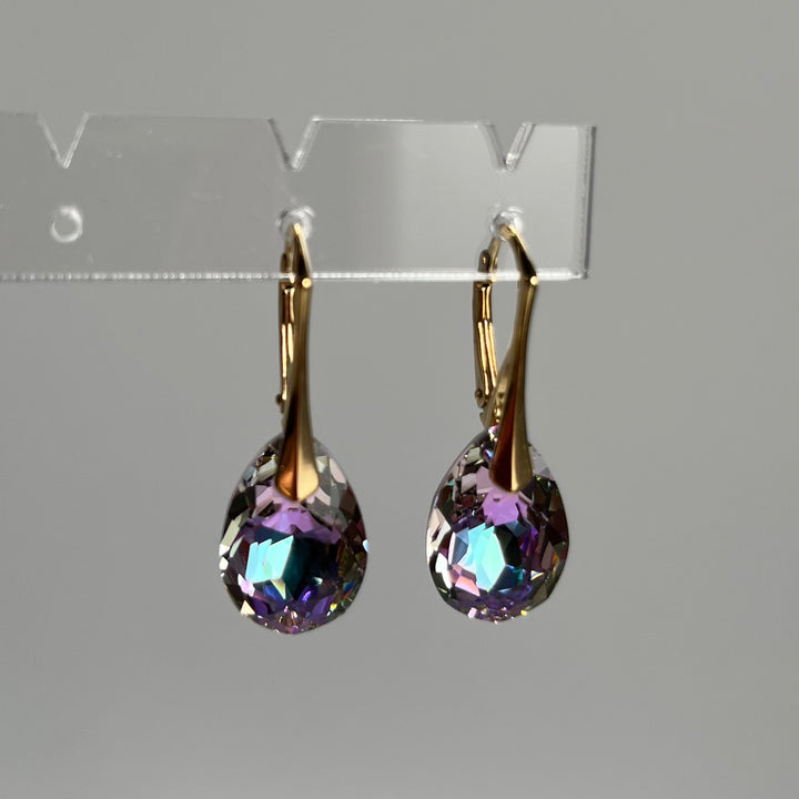 带有施华洛世奇晶体的耳环,金银,VL晶体,凯特