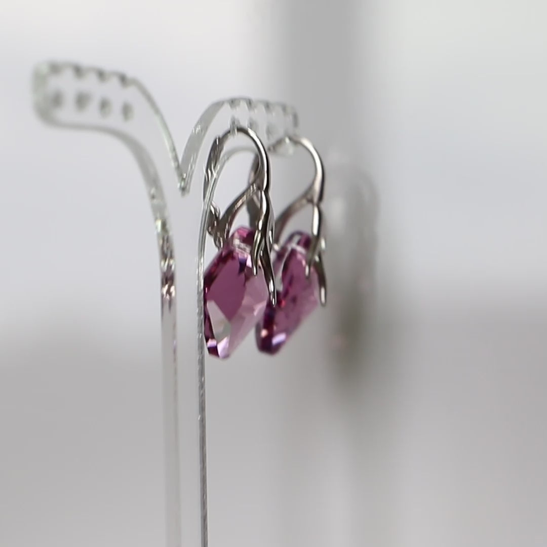 Pendentif, cristaux Swarovski, argent rhodié, mauve clair, AGATHE