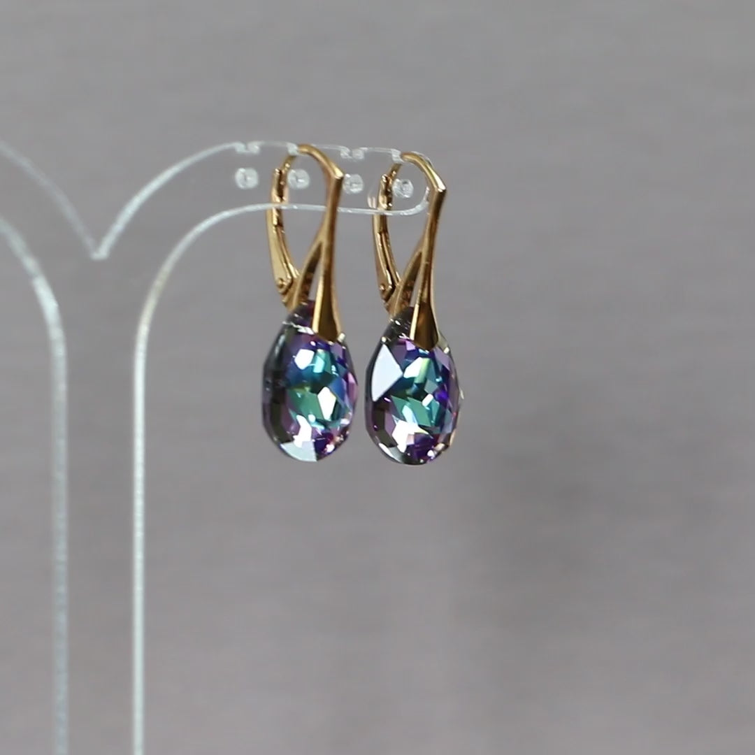 带有施华洛世奇晶体的耳环,金银,VL晶体,凯特