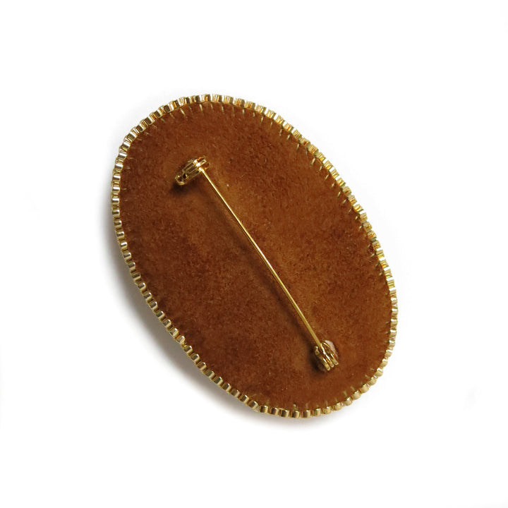 Embroidered brooch, simbirsite, caramel