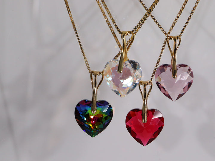 Halskette mit Swarovski -Kristallen, SH, Silber, Herzkristall