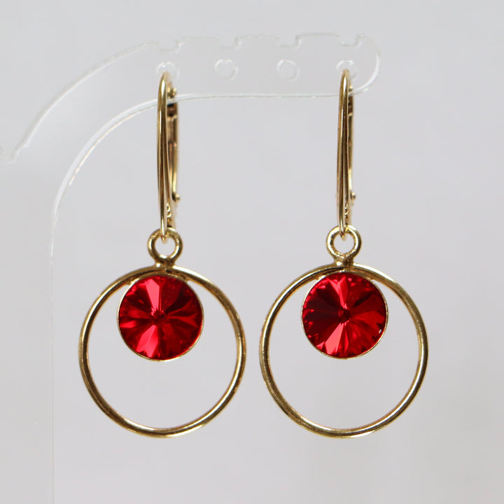 带有施华洛世奇晶体的手镯,金银,红色,朱利