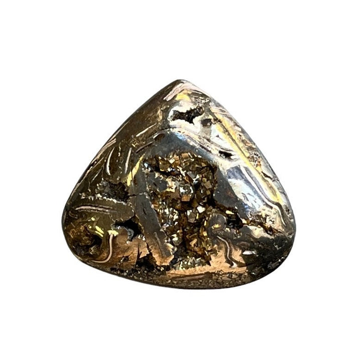 Ammonite pyritisée, AM_P112, taille cabochon, 24x21x6 mm; 5.6g