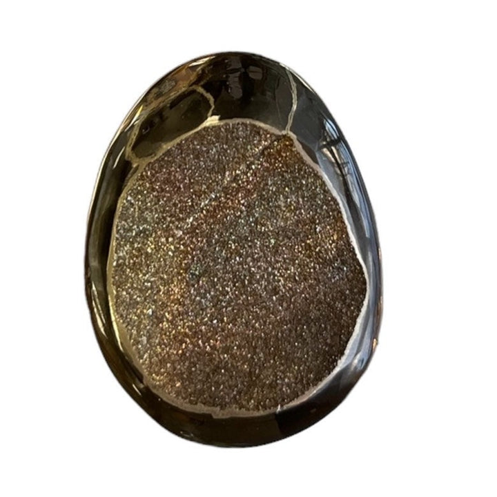 Ammonite pyritisée, AM_P093, taille cabochon, 31x24x7  mm; 9g