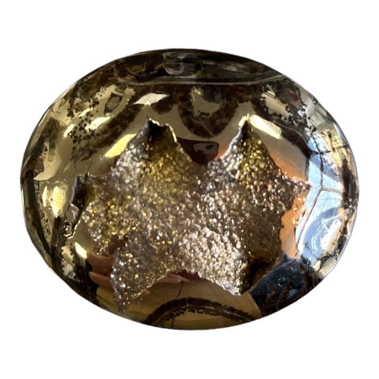 Ammonite pyritisée, AM_P064, taille cabochon, 46x37x10 mm; 26.8g;