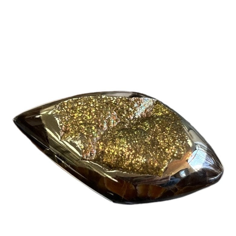 Ammonite pyritisée, tAM_P072, aille cabochon, 45x24x9 mm; 15.8g;