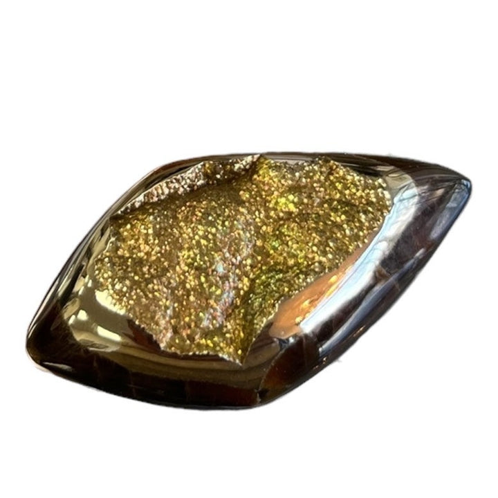 Ammonite pyritisée, tAM_P072, aille cabochon, 45x24x9 mm; 15.8g;
