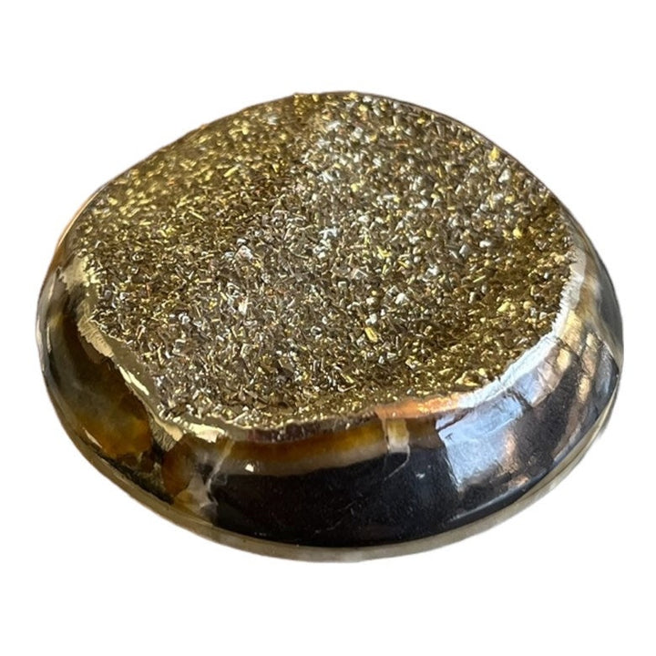 Ammonite pyritisée, AM_P008, taille cabochon, 44 x 44 x12mm; 32g;