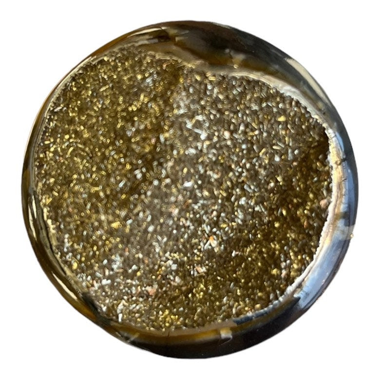 Ammonite pyritisée, AM_P008, taille cabochon, 44 x 44 x12mm; 32g;