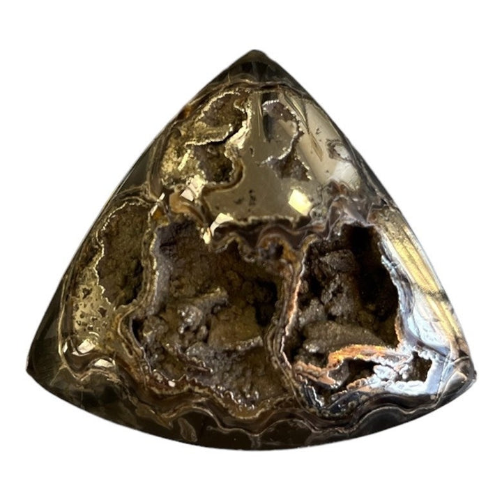 Ammonite pyritisée, AM_P070, taille cabochon, 48x43x9 mm; 19g;