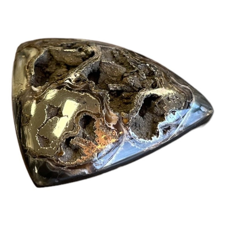 Ammonite pyritisée, AM_P070, taille cabochon, 48x43x9 mm; 19g;