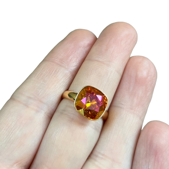 与施华洛世奇水晶,金系列,星体粉红色,金银的戒指