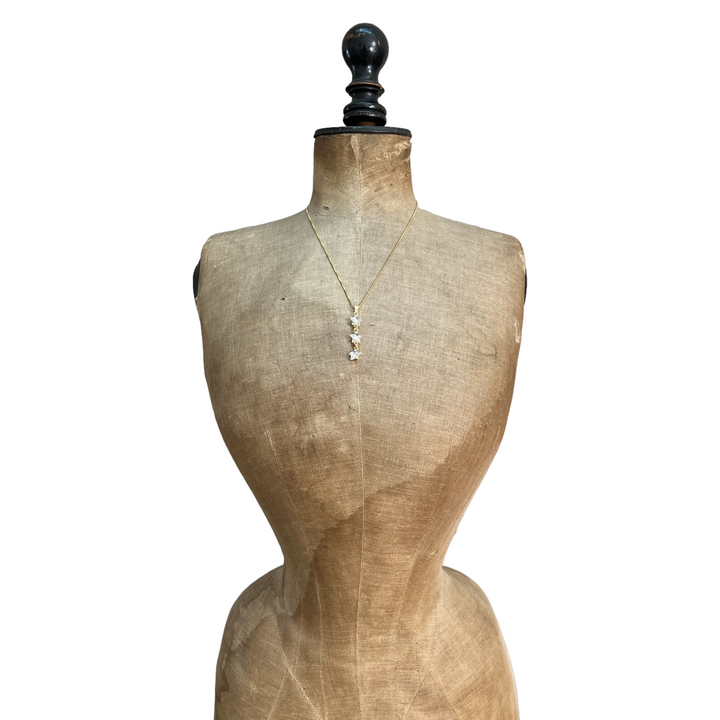 长项链配施华洛世奇晶体,金色银,水晶,星星