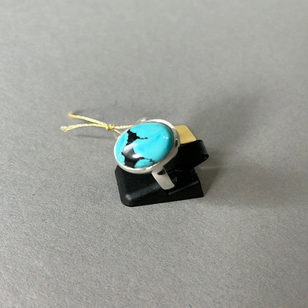 Bague en argent avec turquoise - taille 57 - BS031