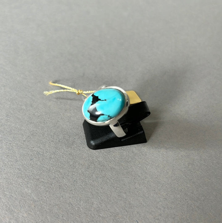 Bague en argent avec turquoise - taille 57 - BS031