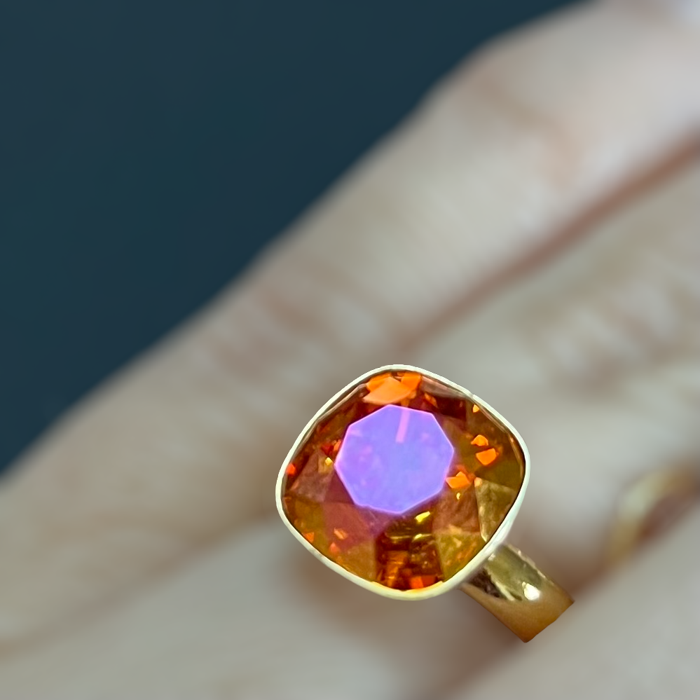 与施华洛世奇水晶,金系列,星体粉红色,金银的戒指