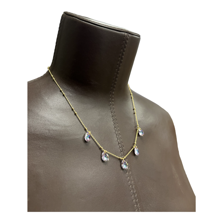 Halskette mit Swarovski -Kristallen, Kaya, JVLT -Kollektion, goldenes Silber