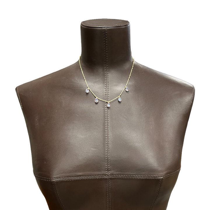 Halskette mit Swarovski -Kristallen, Kaya, JVLT -Kollektion, goldenes Silber