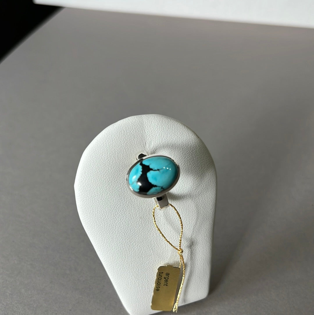 Bague en argent avec turquoise - taille 57 - BS031