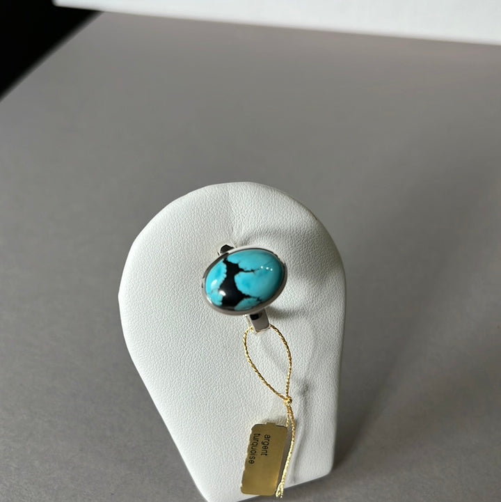 Bague en argent avec turquoise - taille 57 - BS031