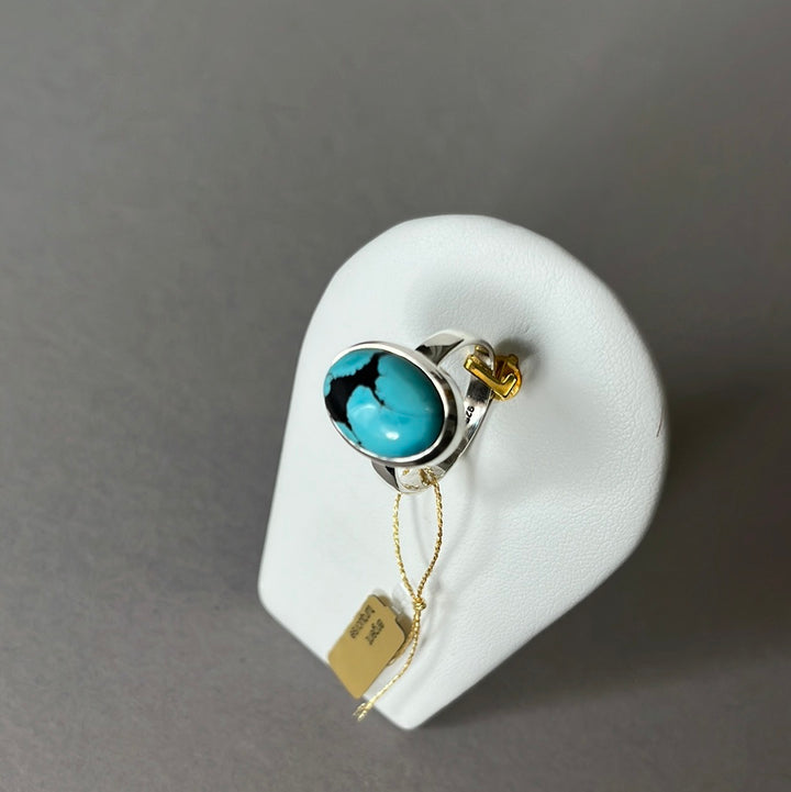 Bague en argent avec turquoise - taille 57 - BS031