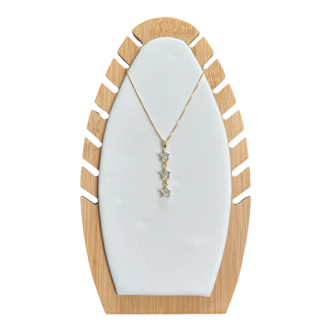 长项链配施华洛世奇晶体,金色银,水晶,星星