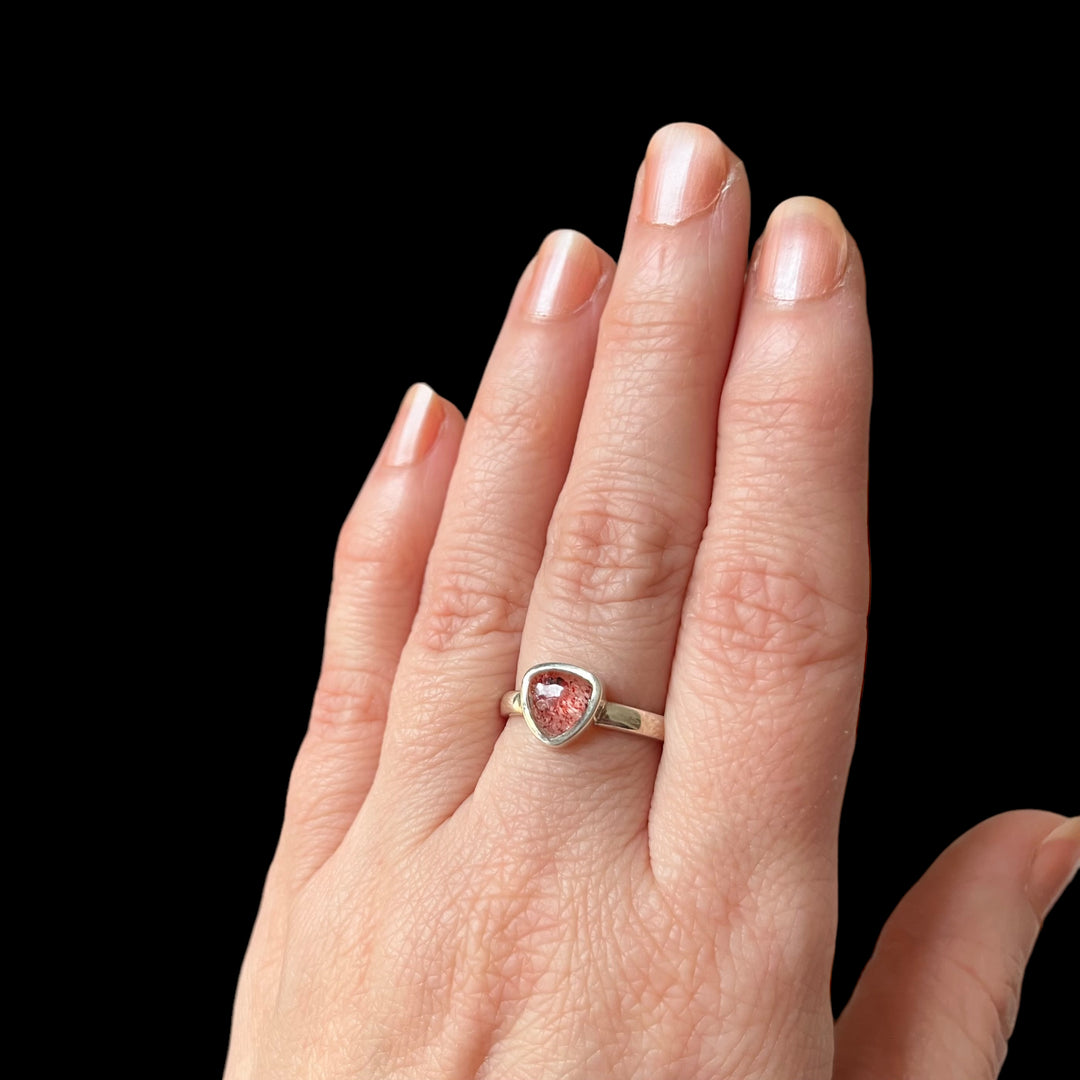 Bague avec quartz fraise en argent - taille 52  - BS113