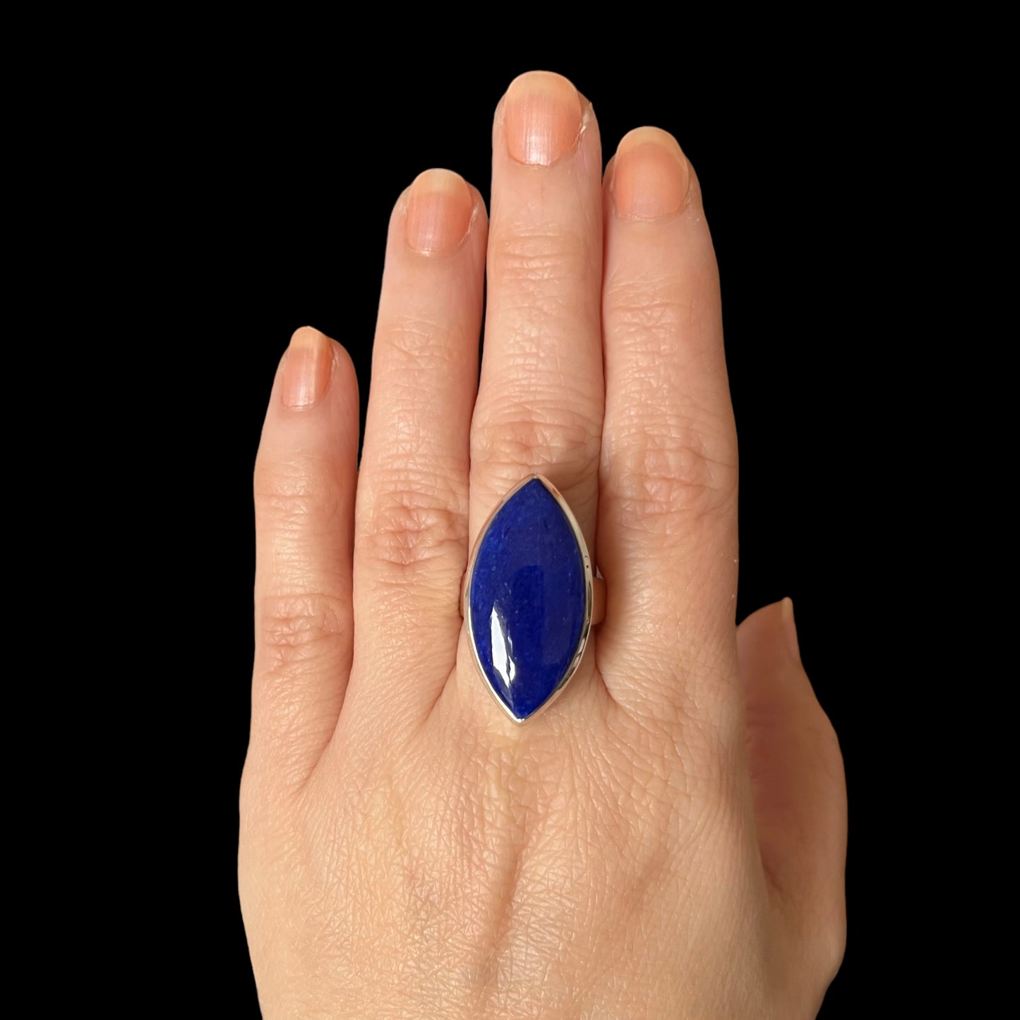 Bague avec lapis lazuli en argent - taille 57 - BS021