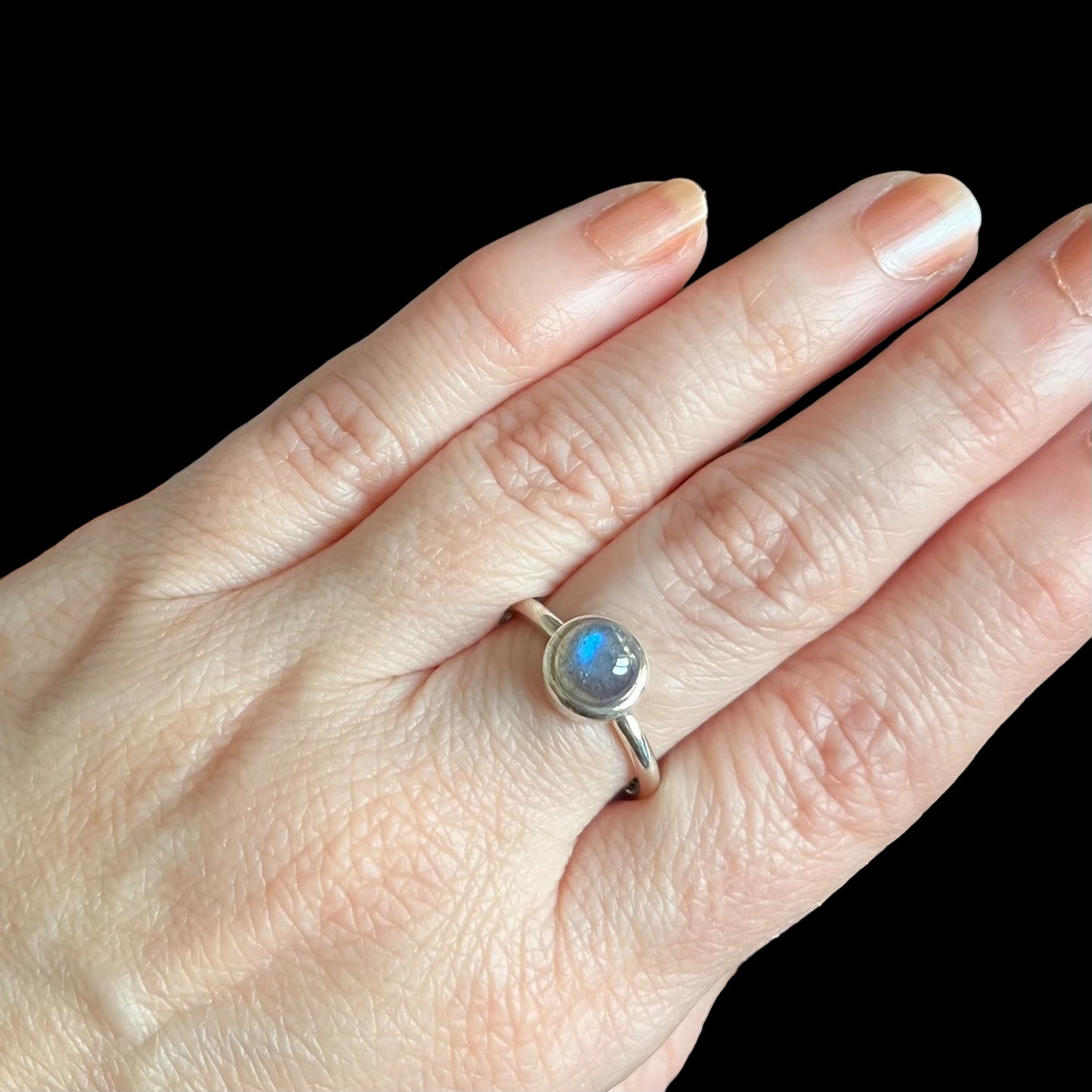 Bague en argent avec labradorite  - taille 58  - BS082