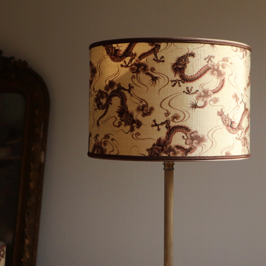 DRAGONS lampshade laminated in Japanese fabric, ref D4