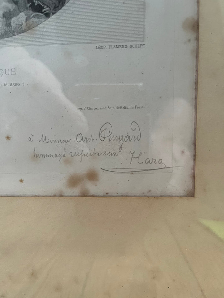 gravure néoclassique l’angélique d’ingres dédicace de mr Haro