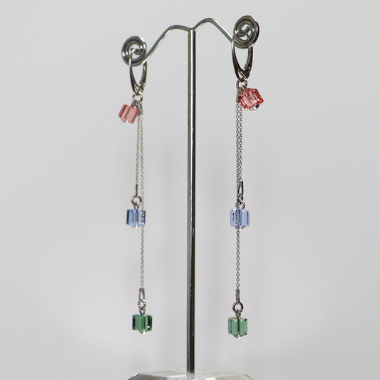 Earrings with Swarovski crystals, rhodied silver, crystal, cande, model B