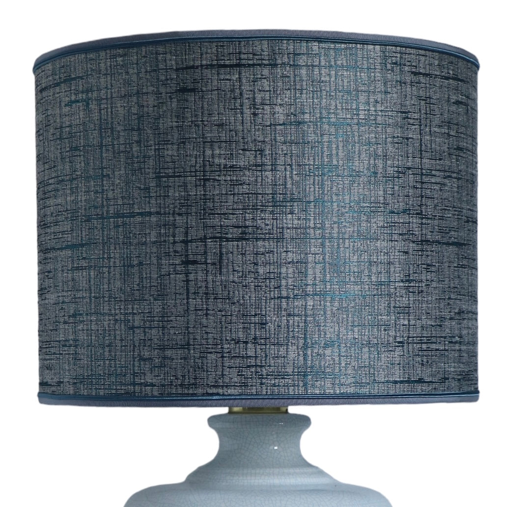 Laminated fabric lampshade, grey-blue, 35 cm