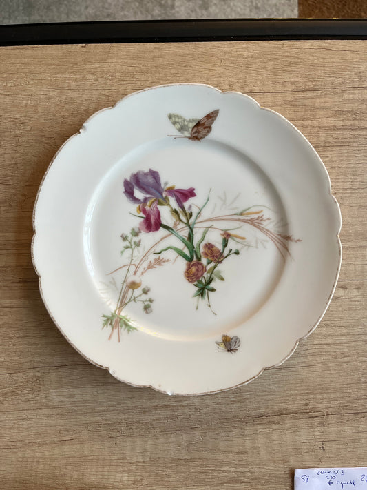 Hache Vierzon plate with flowers and butterflies