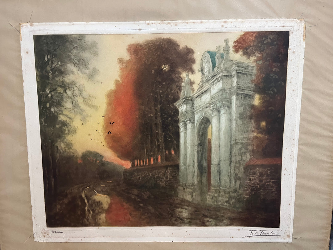 Epreuve d’état de l’aquatinte de Frits Thaulow La Porte de Marbre ou Marmorporten