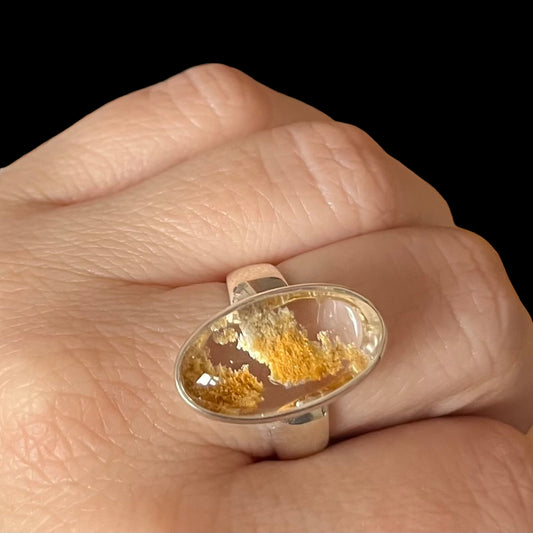 Серебряное кольцо с кварцем лодолитом - размер 57 - BS037