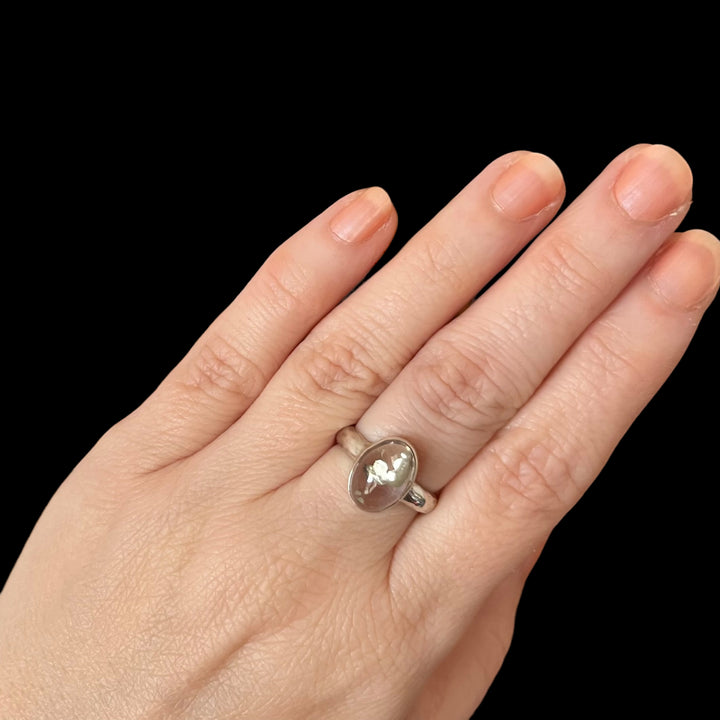 Bague avec quartz pyrite en argent - taille 52 - BS002