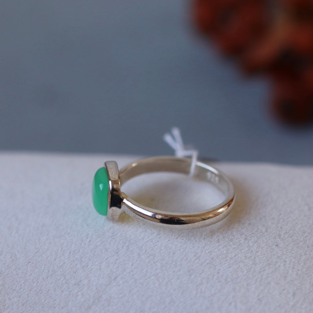 Ring with silver chrysoprase - size 56 - BS101