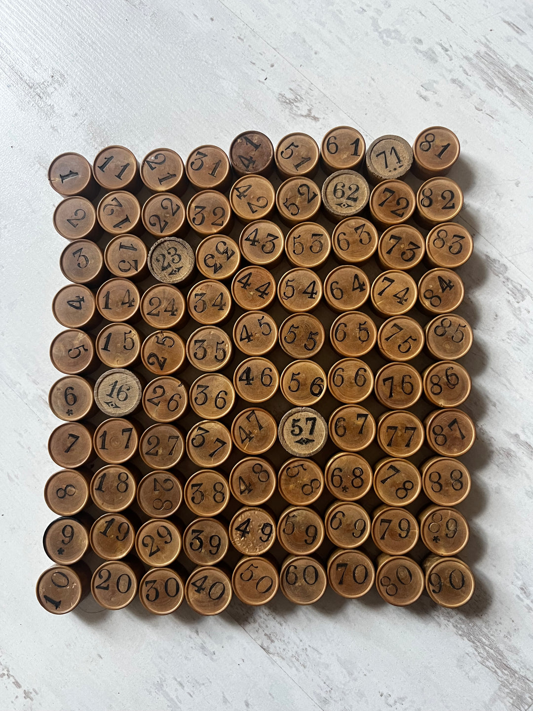 Boîte de jeu de loto en bois vintage 1910/1930