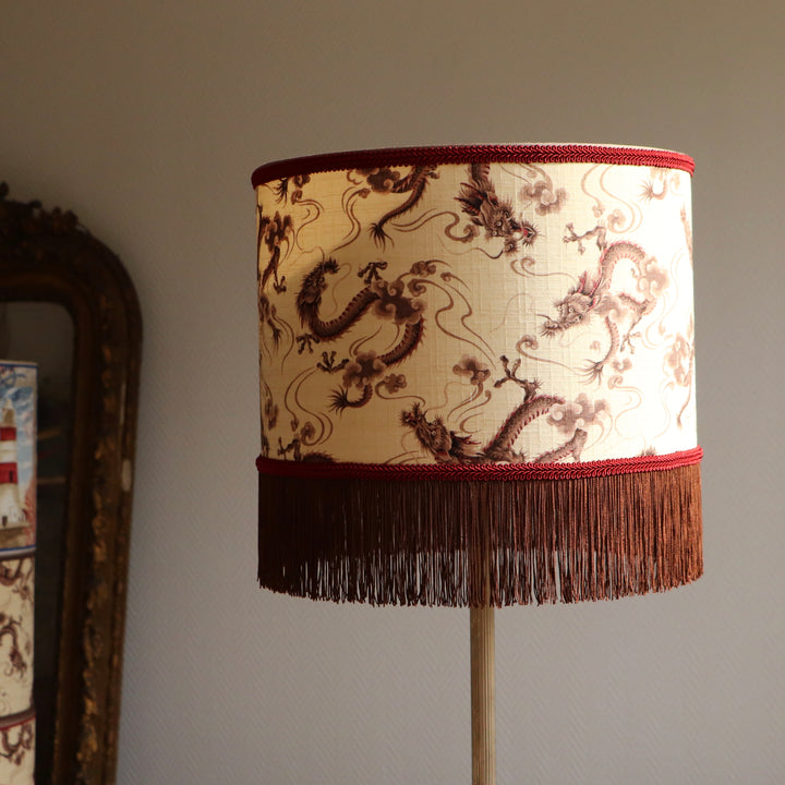 DRAGONS lampshade laminated in Japanese fabric, ref D2