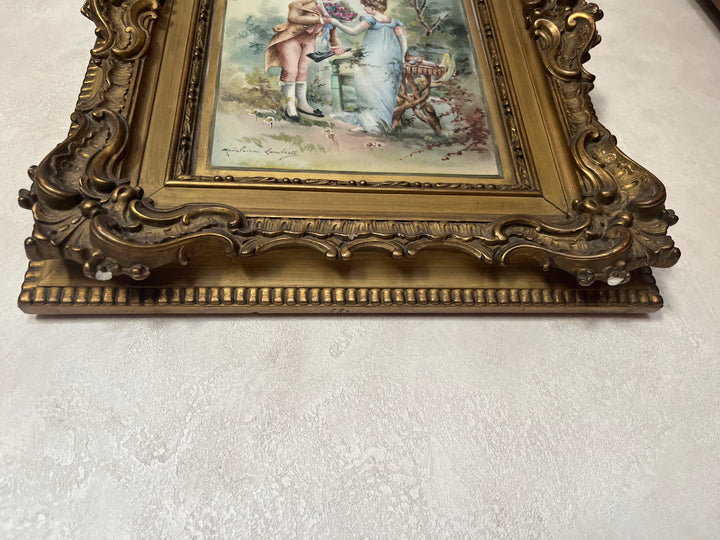 scène galante sur porcelaine par Lamberts