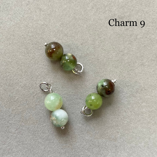 Charm (mini pendant) in rhodiated silver with natural stones - aquaprase - 9