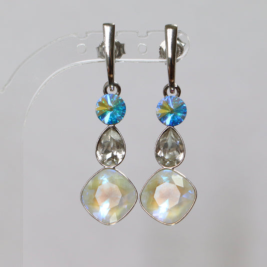 Earrings, Swarovski crystals, rhodium-plated silver, SH crystal, ART-DECO