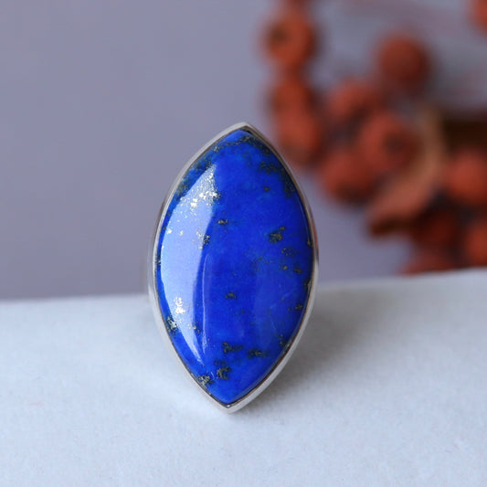 Bague avec lapis lazuli en argent - taille 54 - BS020