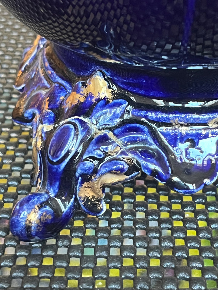 Vase de choisy le roitêtedede lions bleu nuit et or or