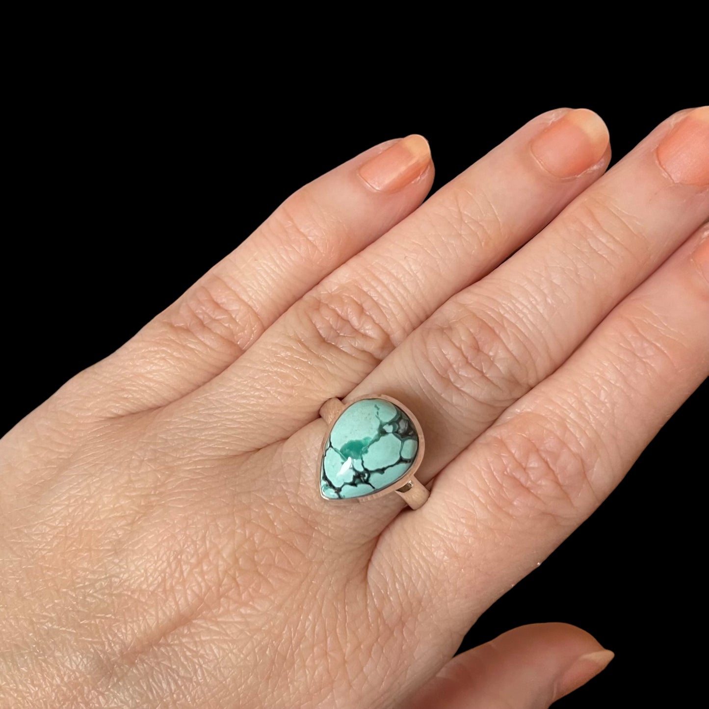 Ring with turquoise in silver - size 57 - BS030