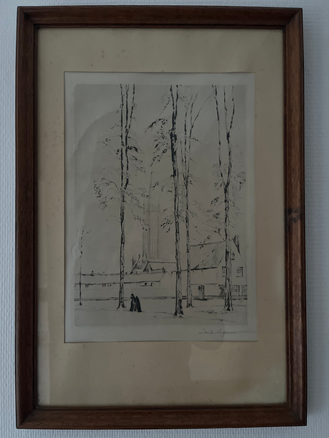 eau forte de Bruges par Emile lequeux (1871-1935)