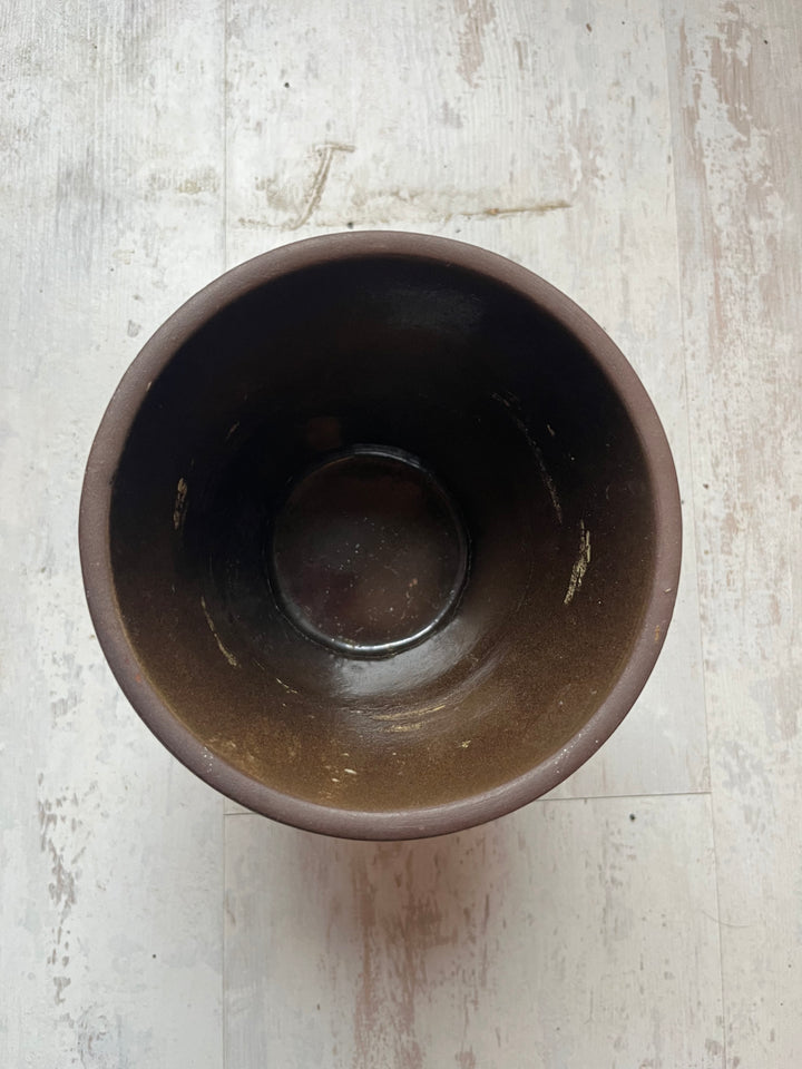 Vase cache pot marron brutaliste