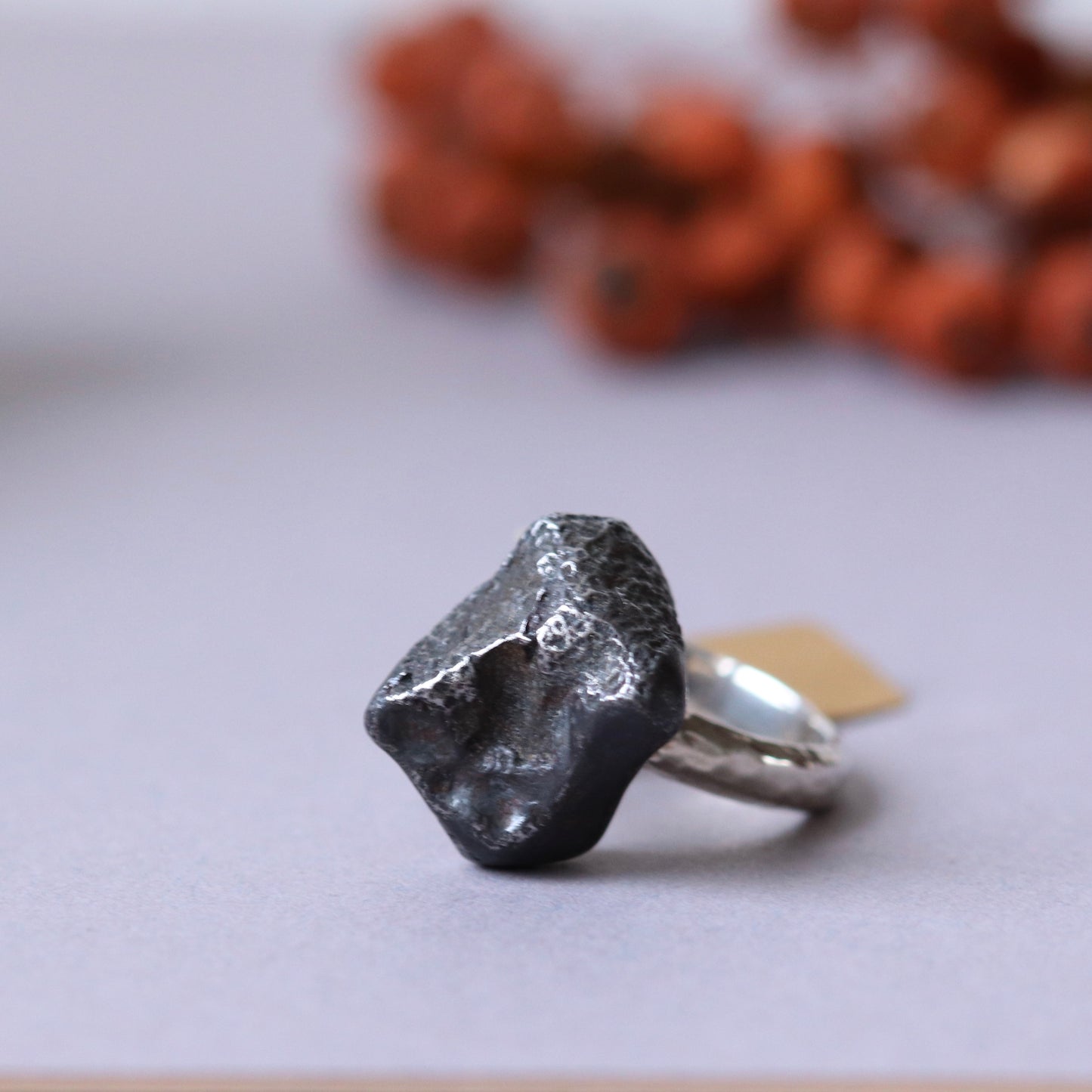 Bague avec météorite en argent - taille 57 - BS003