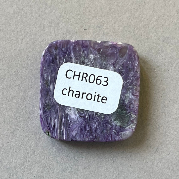 Charoite, CHR063, cabochon cut, 28x28x6 mm